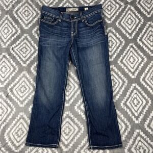 BKE Payton Jeans Women 29 (30x25.5") Crop Mid Rise Straight Blue Denim Dark Wash